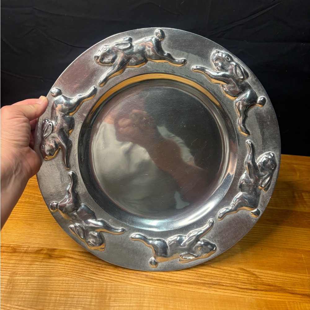 Vintage Mariposa Mexico Pewter Rabbit Serving Platter